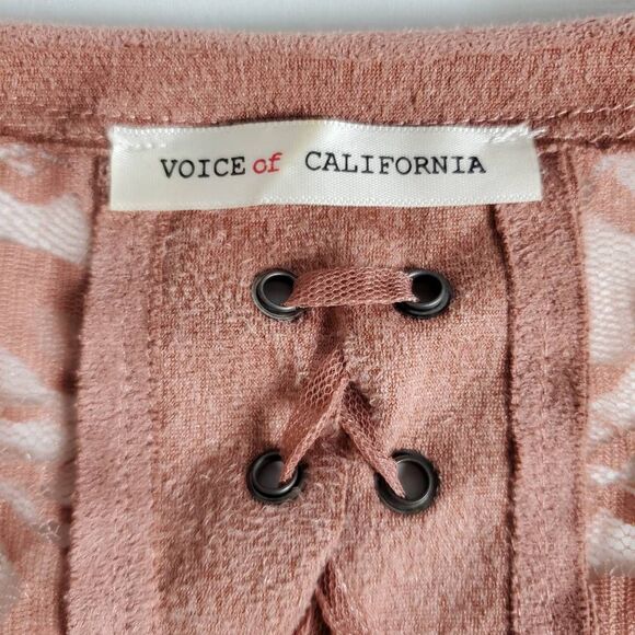 Voice of California Women’s Lace Longline Cardigan Top Rust Sheer Boho L - Picture 5 of 9